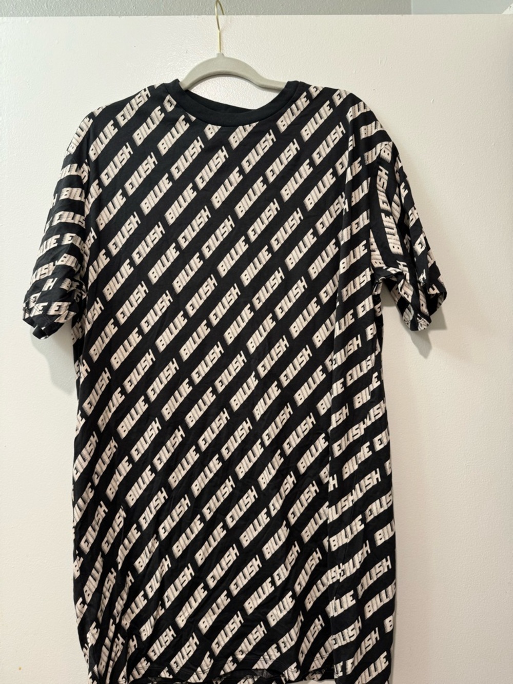 H&M Black Short Sleeve Tee with White Diagonal Logo Print